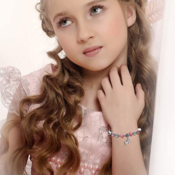 Glansful Krystal Rhinestone Charm Armbånd med Enhjørning Vedhæng