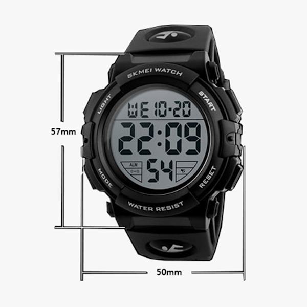 50 M Vandafvisende Sports Udendørs Digitalt Ur Silikon Armbåndsur med Alarmur/Stopur/LED Lys/Stødsikkert/Dato