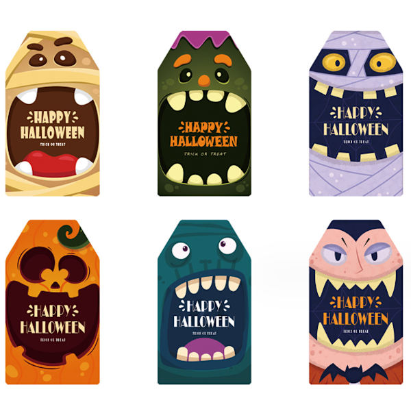 60 st Halloween-taggar med snöre Halloween Ghost Tag Happy Boo