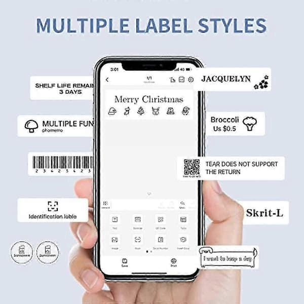 Bærbar Bluetooth-labelprinter - Mini håndholdt etiketmaskine med tape