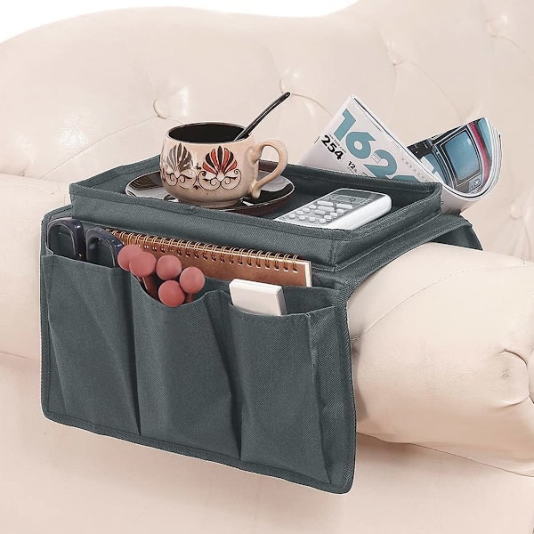 Sofa Bakke Foldbar Arm Opbevaring Holder Bord 600D Oxford Klud Sidelommer til Sofa