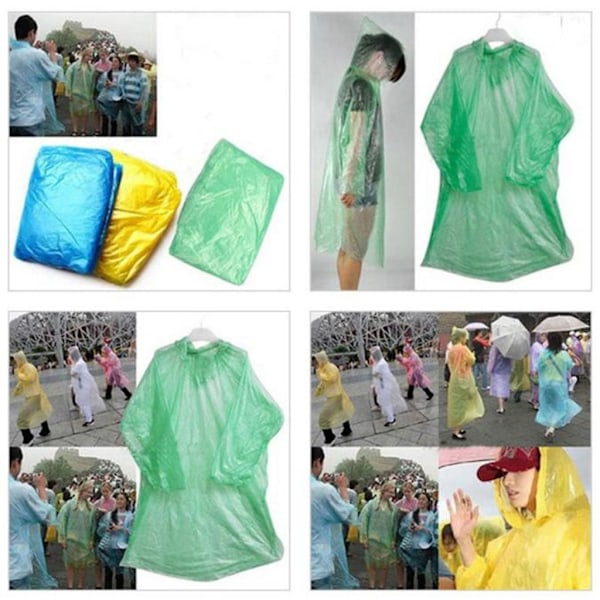 24-pack Engångsregnponchos för vuxna, Nödregnrockar i plast med huva, Individuellt förpackade Regnponchos i bulk, Vattentätt familjepack