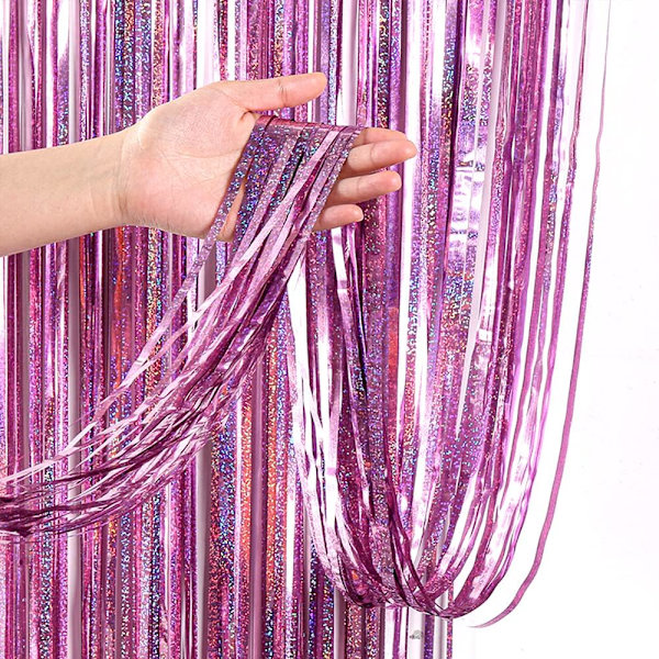 Glittergardin i folie med fransar, 4 stycken, 1x2,5 m