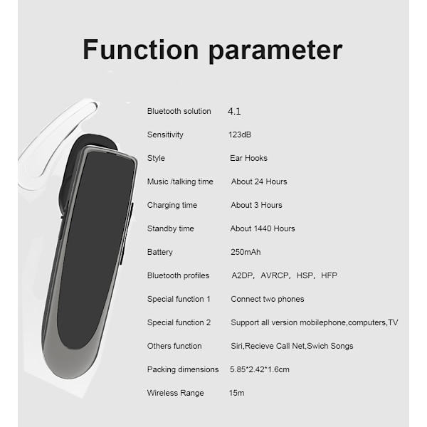 Handsfree Bluetooth-headset, trådlöst Bluetooth-headset med mikrofon