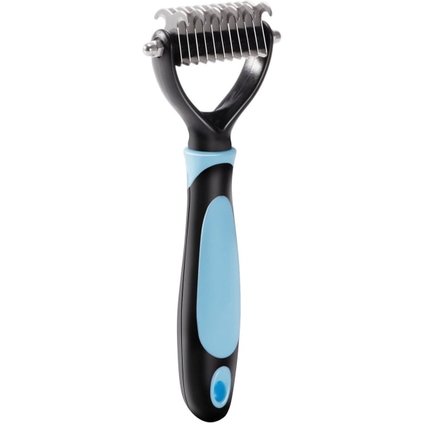 Dematting Comb Pet Dematting Comb/Rake Dobbeltsidig 6 + 11 Tenner, Profesjonell Underull Pels Stell Rake Knot Cutter for Katter & Hunder