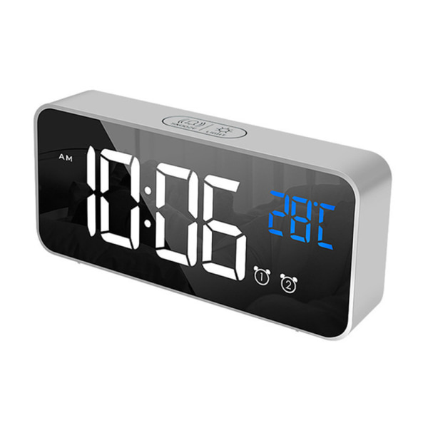 Digital väckarklocka, väckarklocka med snooze-funktion, laddning via USB-anslutning