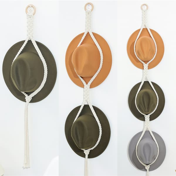 Boho Chic Macrame Hatteholdere, Stor Hængende Størrelse Dekorativ Kasket Holder Til Bred Anvendelse Og Nem Installation