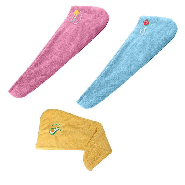 Hårhandduk 3-pack, superabsorberande, snabb torkning av vått hår,