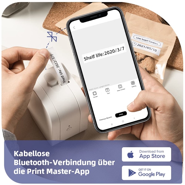 P12 Mini Bluetooth -tarra-asema, itseliimautuvat tarrat, yhteensopiva iOS- ja Android-puhelimien kanssa, lämpötulostin kotiin ja toimistoon
