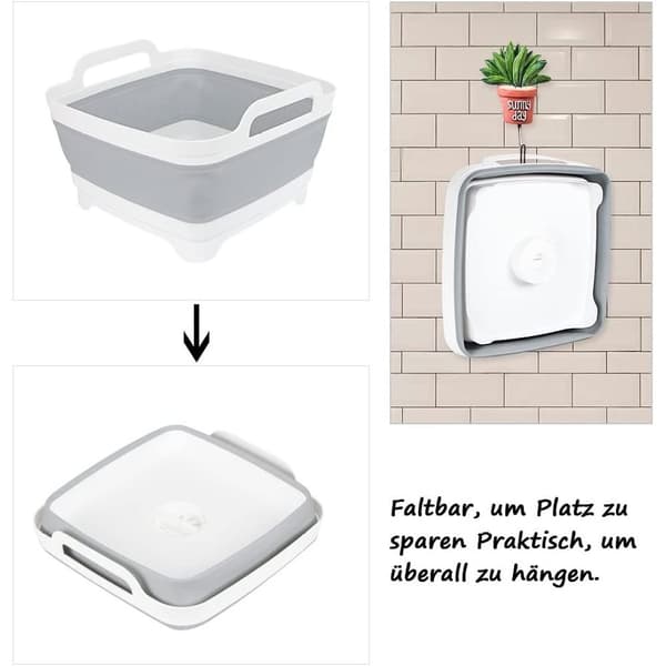 Hopfällbart diskho, platsbesparande hopfällbar diskbalja, bärbar diskho för husbilssemester och diskning