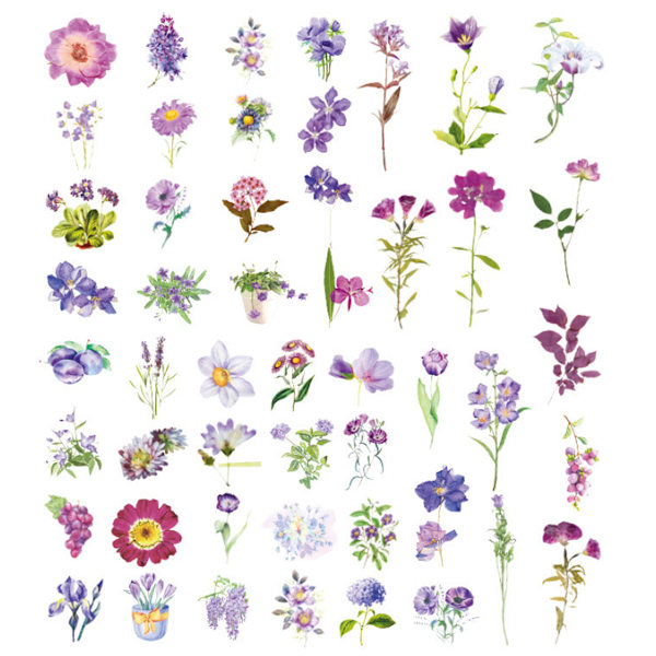 100 stk Naturlige Blomsterklistermærker til Scrapbooking Retro Kunst