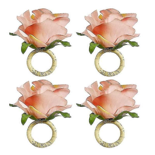 4 stk blomsterservettringer, håndverk vinrankedesign serviettholderringer borddekorasjoner til bryllup, dal
