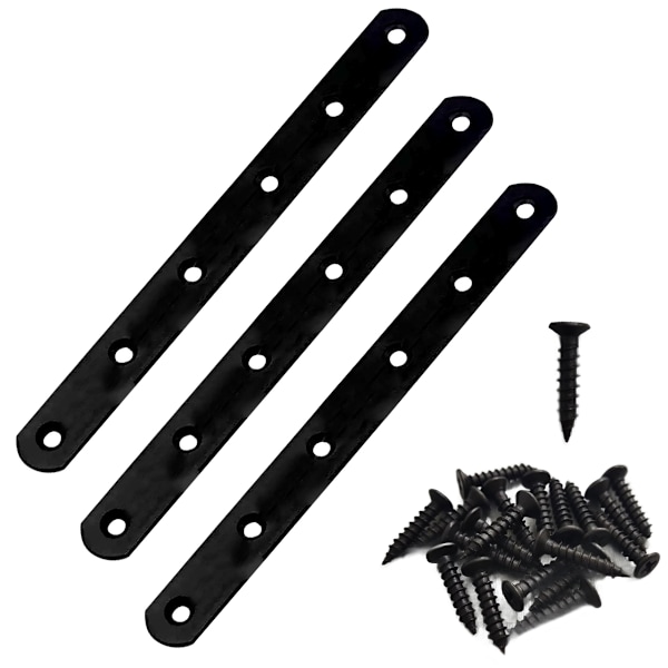 3pcs flat straight support bracket - matte black