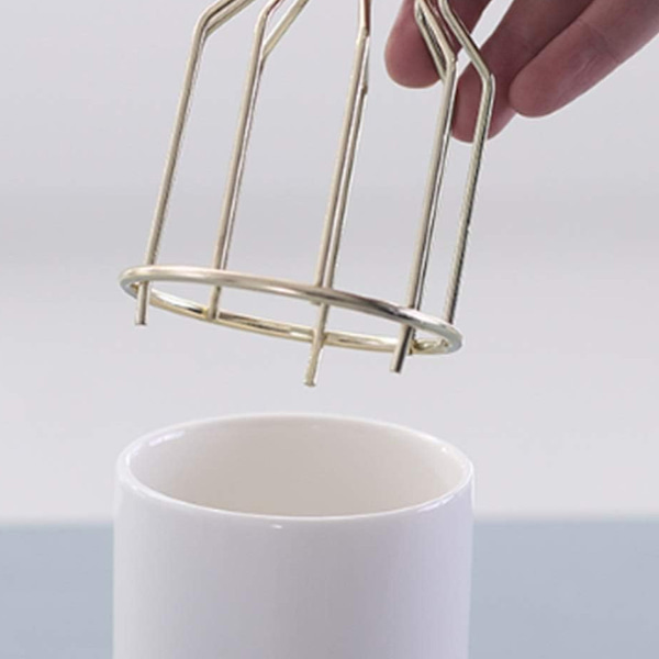 1 stk. Jern Hvid Keramik Vase, Bordplanteholder med Jernhylde, Lille Blomsterpotte til Bryllupsdekoration, Guld