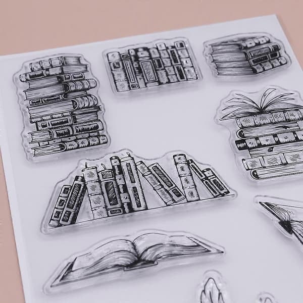 DIY-pyssel set med retroböcker, präglingsstencil och genomskinliga stämplar