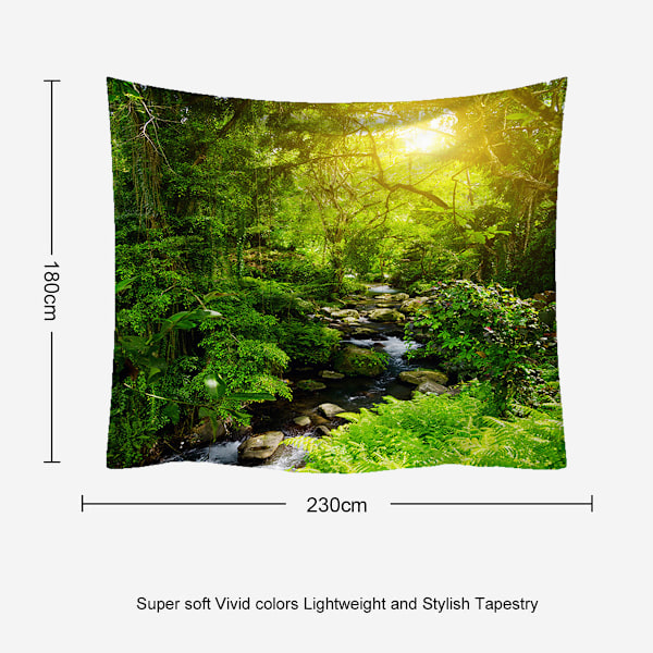 Misty Forest Tapestry Naturgrønn Trevev Tapet Landskap
