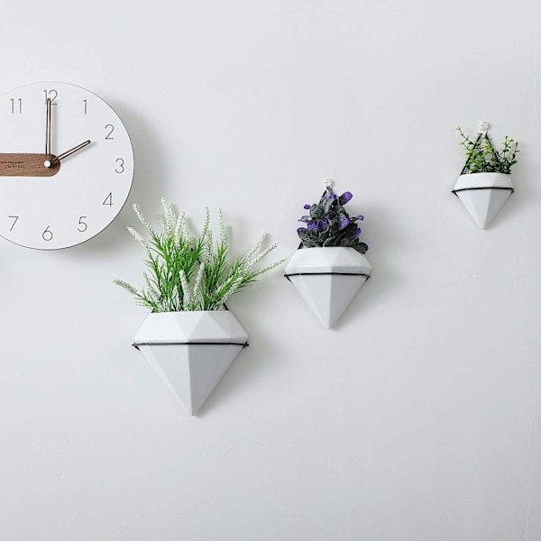Geometrisk Diamantdisplay, Flytande Väggvas för Små Suckulenter, Anpassningsbar Ramdesign med Premium Keramisk Lera, Modern Inredning för Din Boho