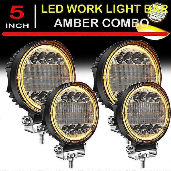 4x LED Arbeidslys Pods Runde Gule Spot Combo Lys Gul Tåkelys For Off Road SUV