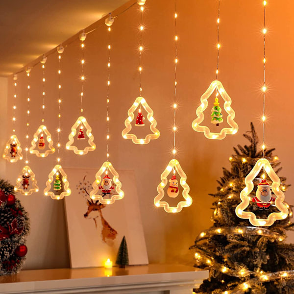 Julgransljus, 10 trädlampor 120 LED juldekorationer inomhus, batteridrivna julgransfönsterlampor 9,84 fot vattentät ljusslinga för