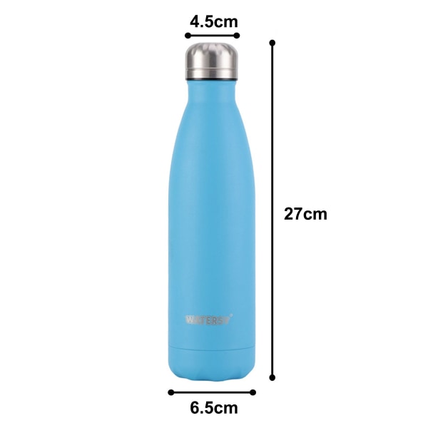 Ruostumattomasta teräksestä valmistettu vesipullo 500 ml, sopii hiilidioksidille