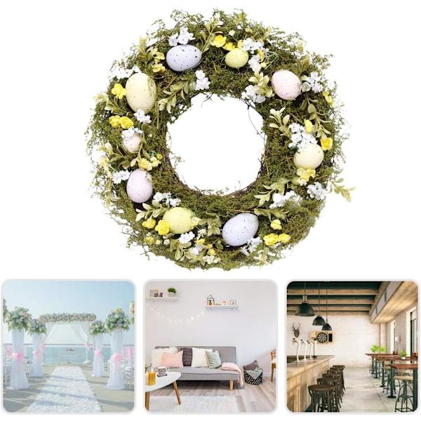 Grön påskkrans med ägg, blomsterkrans dörrkrans dekorat
