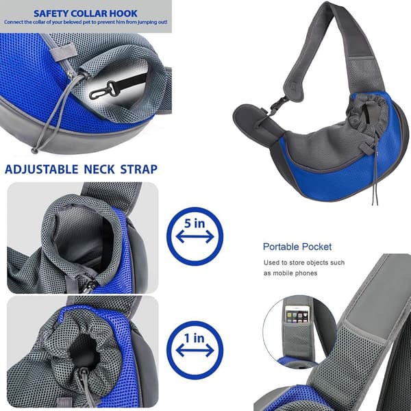 Mørkeblå - Air Mesh Bag for hunder og katter, valp, skulderstropp