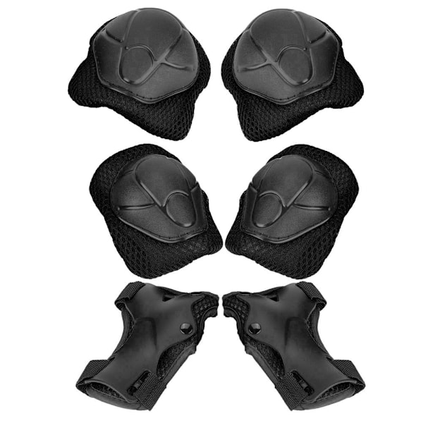 6 st Barn Skyddsutrustning Skydd Skateboard Handled Armbåge Knäskydd Set (Svart)