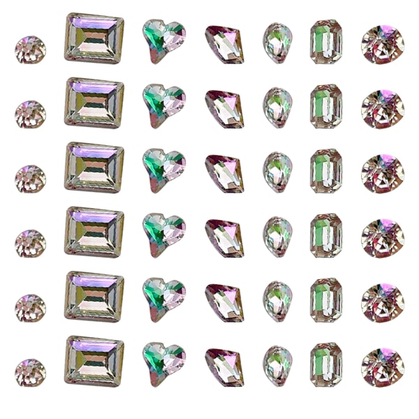 70 stycken Multi Shapes Glas Flatback Kristall Rhinestones för Nail Art Craft, Flatback Rhinestone 3D-dekorationer Platt Rygg Crystal Stones Gems Set