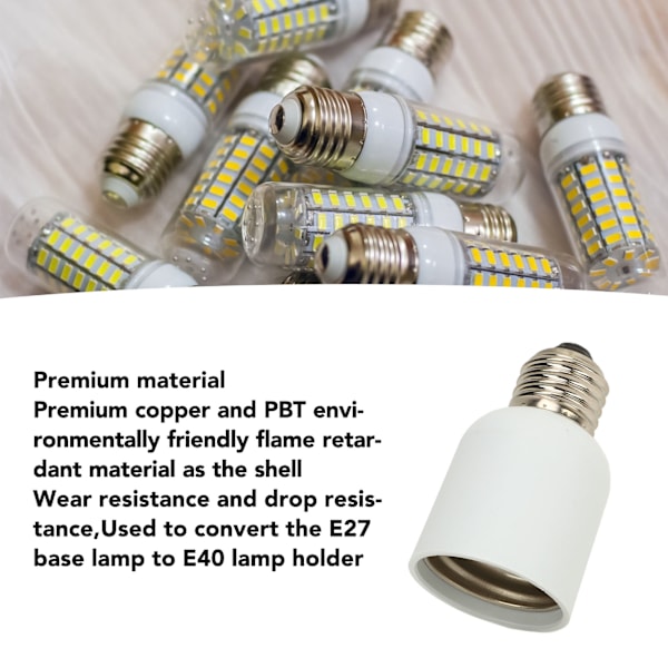 2 st E27 till E40 lampsockeladapter Professionell värmebeständighet Förhindrar brännande LED-lampbasadapter 110‑240V