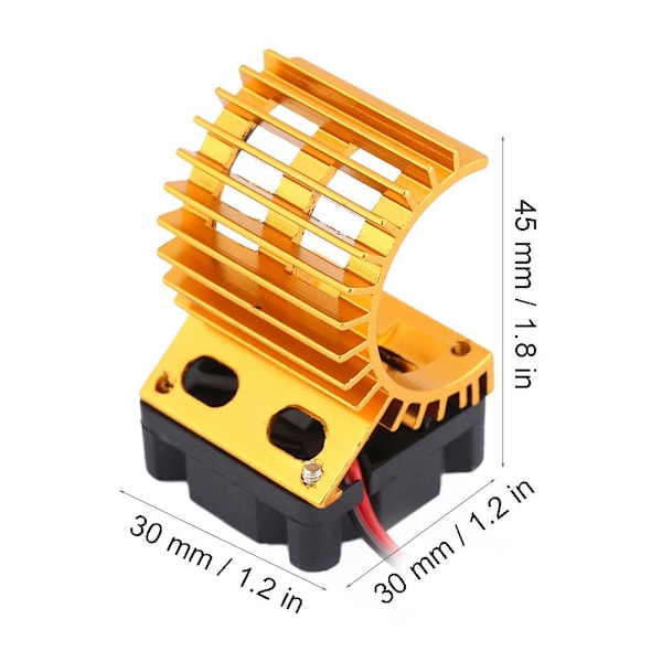 Varmeafleder med køleblæser til 1/10 skala elektrisk RC bil 380 / 390 motor (Guld)