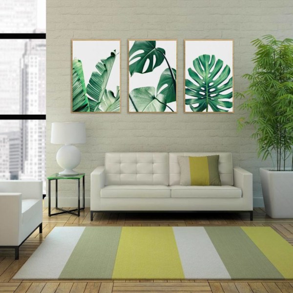 3 st bananblad canvas väggkonst målning modern stil tryckt bild hemmakontor dekoration