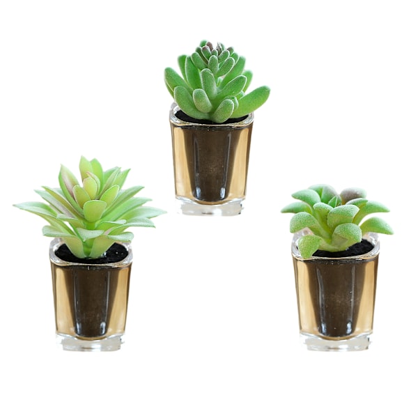 3 stk. kunstige sukkulenter bonsai glasbeholder kreativt hjem