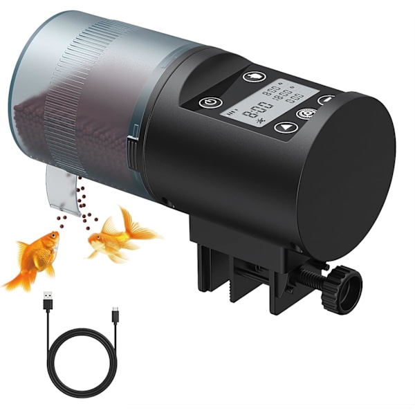 USB-opladbar Fiskefoderautomat, 200ml Automatisk Foderautomat til Guldfisk
