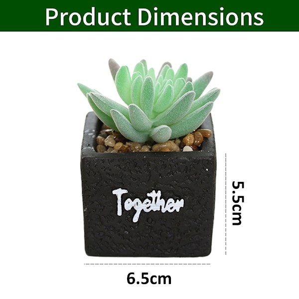 2 stk. kunstige sukkulenter firkantet cementbassin bonsai simulering