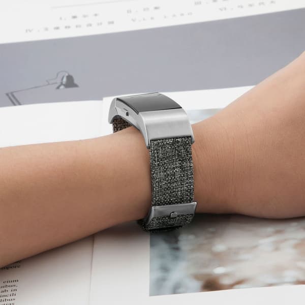 Canvas Urrem til Ur Blød Åndbar Vaskbar Moderigtig Urrem Passer til Fitbit Charge2 Lysegrå