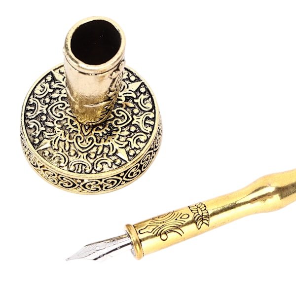 Kalligrafi Pen Retro Elegant Udsmykket Mønster Holdbar Bærbar Attractiv Dekorativ Skriveartikler til Hjem Mørkeblå