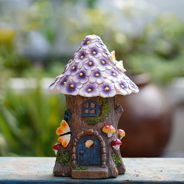 Hagefigur med solcellelys, Resin Hagefigur, Vanntett