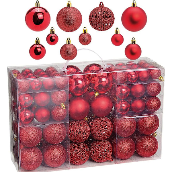 Tidlös Festlig Glädje, Hållbara Röda Julgranskulor i Plast, Elegant Juldekoration och Okrossbara, Lägg Till Livfullhet Till Din Julgran Med