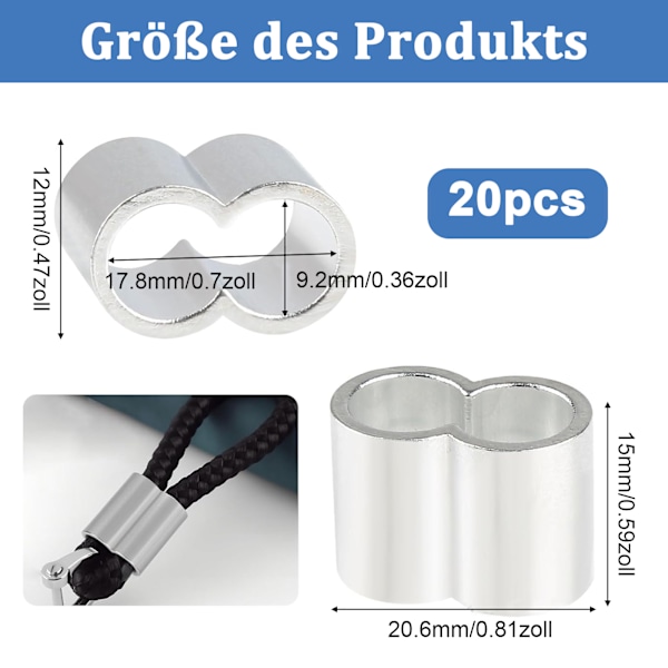 20 stk dobbelthulls oktagonale aluminiumshylser - i eske