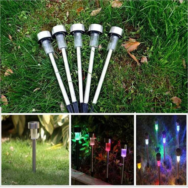 Sett med 2 solcelle LED hagelys, farget lys