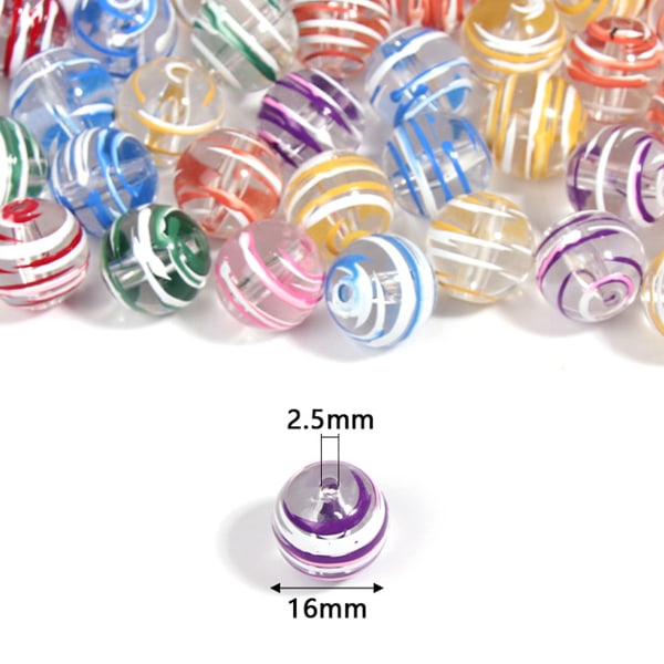 70 stk Akrylperler Fargede Runde Perler Tykke Transparente