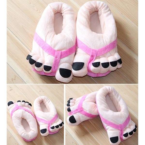 Women Cartoon Toe Big Feet Velvet Anti-Slip Warm Soft Slippers C