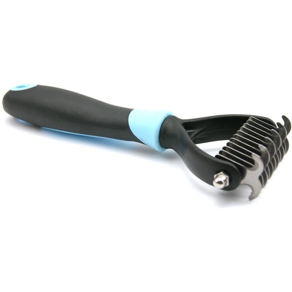 Dematting Comb Pet Dematting Comb/Rake Dobbeltsidig 6 + 11 Tenner, Profesjonell Underull Pels Stell Rake Knot Cutter for Katter & Hunder