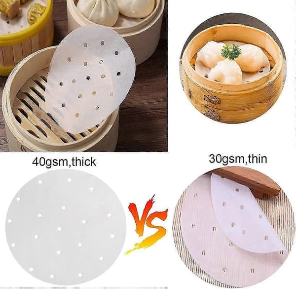 100 ark bakplåtspapper, 8 tum runt bakplåtspapper, perforerat bakplåtspapper, non-stick bakplåtspapper för airfryer, kakform, bambuångare