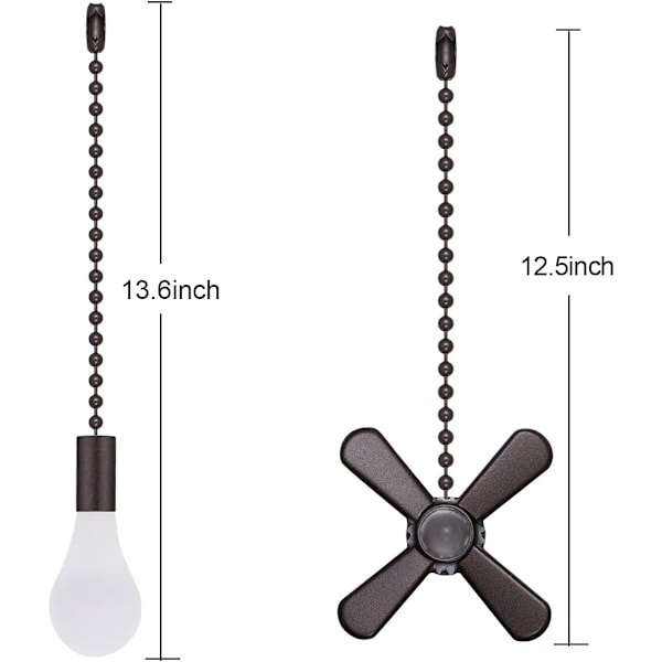 Förlängningskedja för takfläkt, med dekorativ frostad glaslampa och fläktkabel, passar alla standard 3 mm diameter takfläktar och lampor