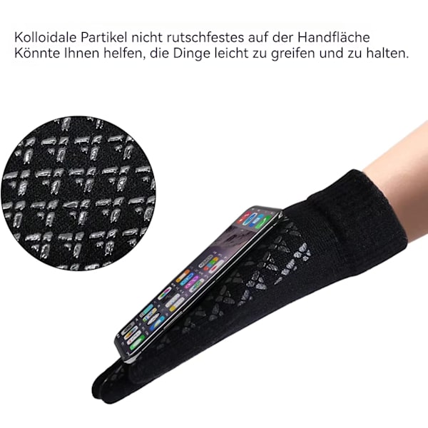 Amazon Brand - Hikaro Unisex Strikket Handsker til Mænd og Kvinder, Skridsikker Touchscreen, Termisk Fleece Sherpa Foring Handsker til Vinter Udendørs Sport