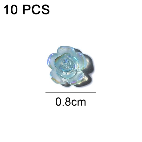 Neglekunst 3D Harpiks Hvit Rose Blomsterdesign Aurora Petal Negle