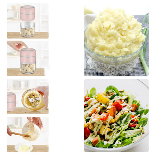 Portabel matberedare för kryddor, nötter, grönsaker, kött, idealisk present för matälskare, 250 ml, rostfritt stål, lätt att montera och rengöra, rå
