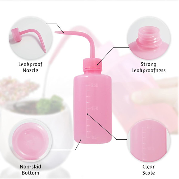 4-pack 250 ml tvättflaska i plast, tatueringstvättflaska, vattenspruta, klämflaska, diffusorflaska, matdispenser, salladsflaska, syltflaska