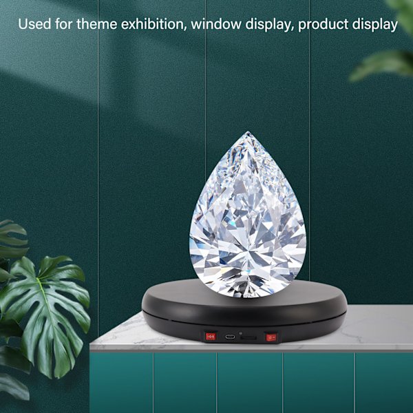 Elektrisk roterande displaybord LED-ljus 25 cm ljudlös 20 kg belastningskapacitet skivspelare displaystativ för smycken svart